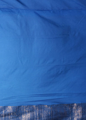 Blue Dupion Silk Saree With Blouse Piece
