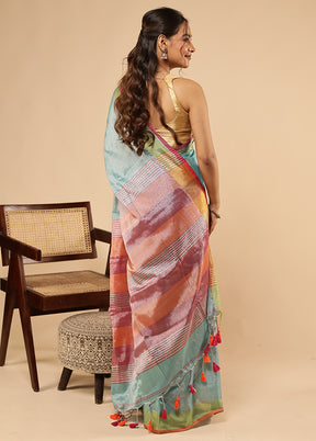 Green Matka Silk Saree With Blouse Piece
