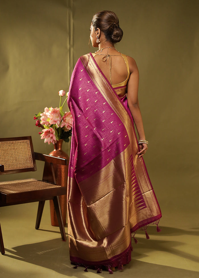 Purple Dupion Silk Saree With Blouse Piece