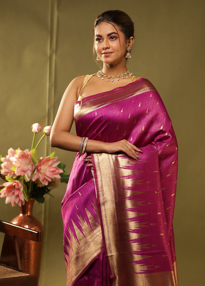 Purple Dupion Silk Saree With Blouse Piece