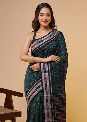 Green Bomkai Silk Saree Without Blouse Piece