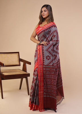 Grey Bomkai Silk Saree Without Blouse Piece