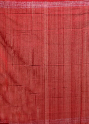 Red Handloom Bomkai Pure Silk Saree With Blouse Piece