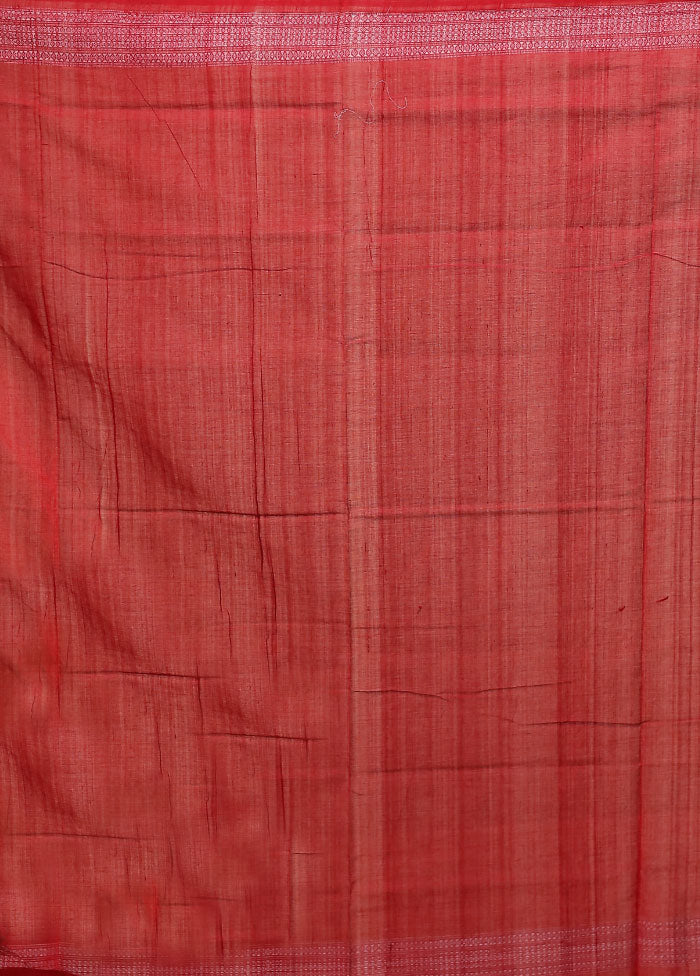 Red Handloom Bomkai Pure Silk Saree With Blouse Piece