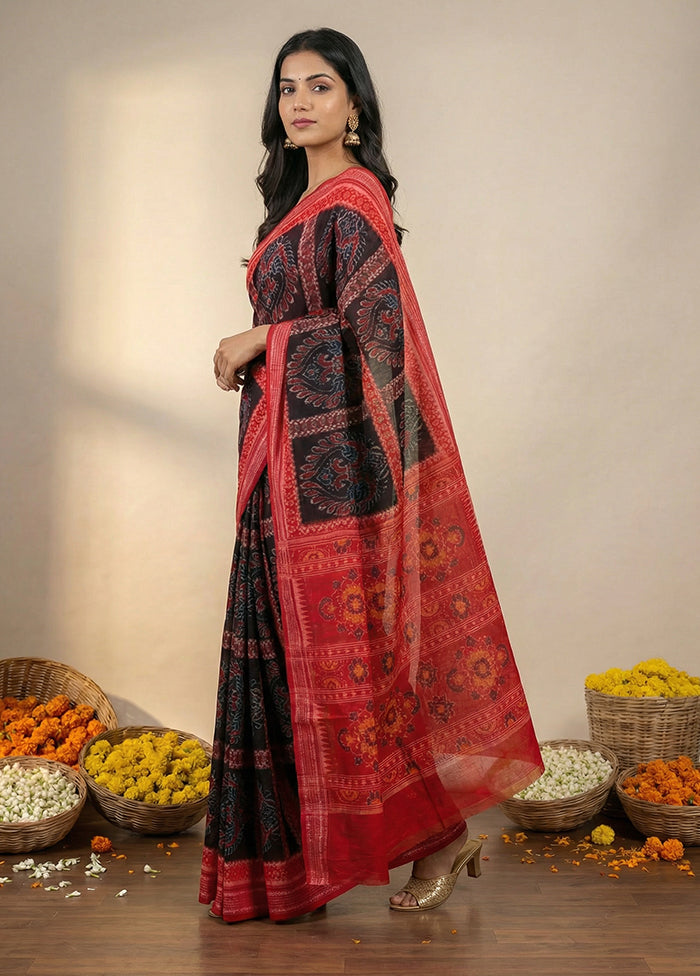 Brown Handloom Bomkai Pure Silk Saree With Blouse Piece