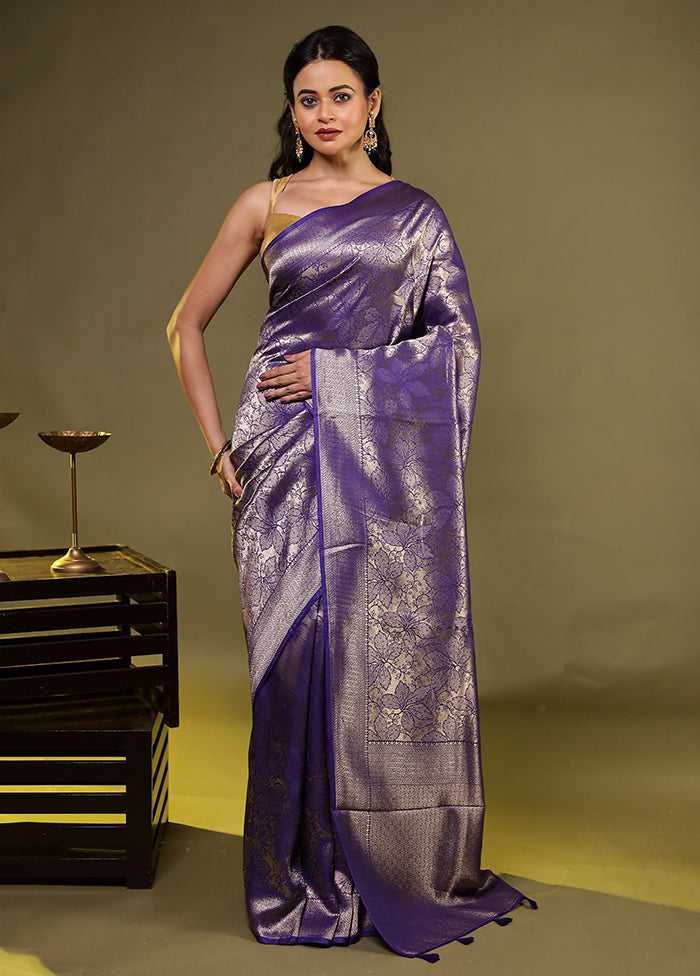 Purple Dupion Silk Saree With Blouse Piece
