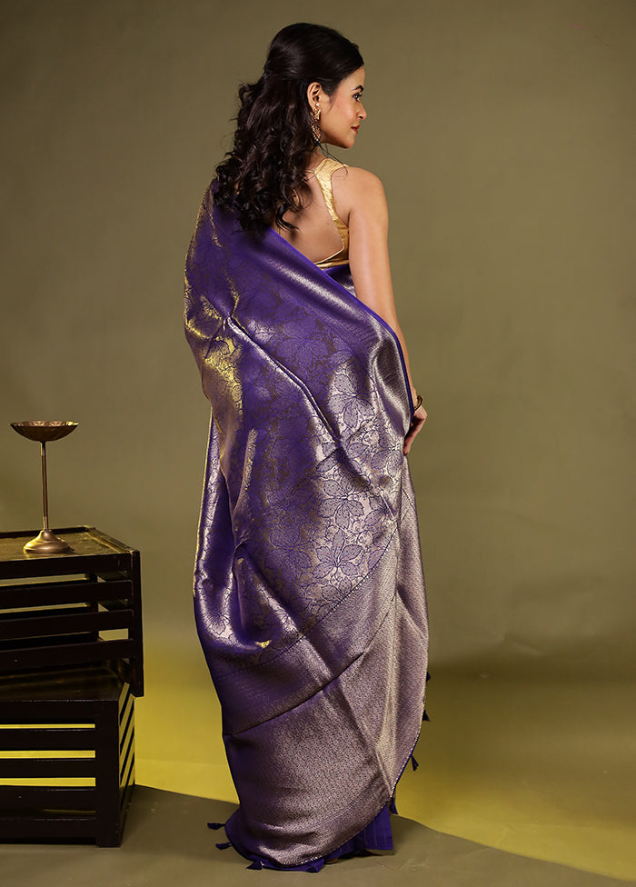 Purple Dupion Silk Saree With Blouse Piece