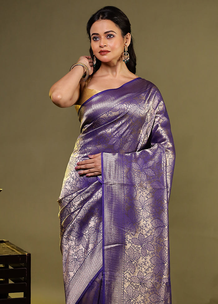 Purple Dupion Silk Saree With Blouse Piece