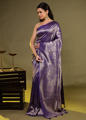 Purple Dupion Silk Saree With Blouse Piece