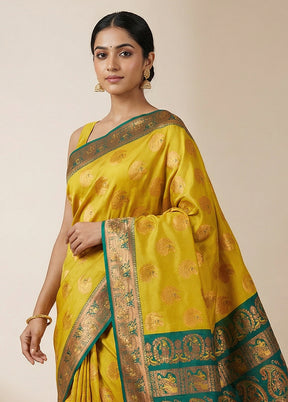 Green Baluchari Silk Saree With Blouse Piece