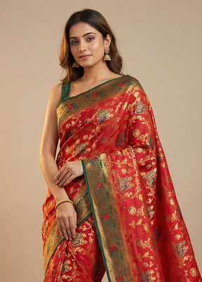 Green Dupion Silk Saree With Blouse Piece