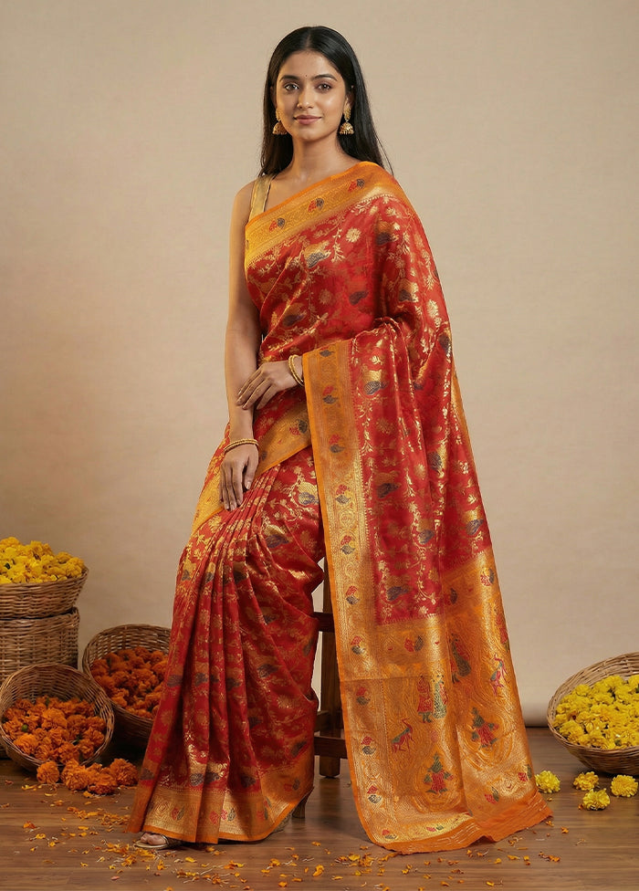 Yellow Dupion Silk Saree With Blouse Piece