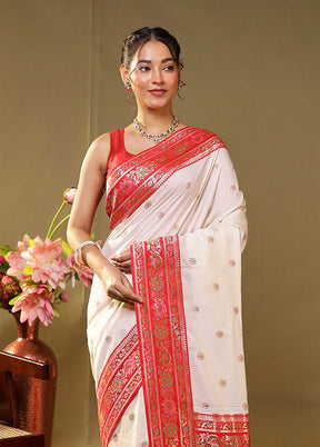 Sandhya Aarti Duo – Red Kanjivaram & White Dupion Silk Sarees