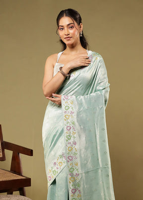 Blue Tissue Silk Saree With Blouse Piece