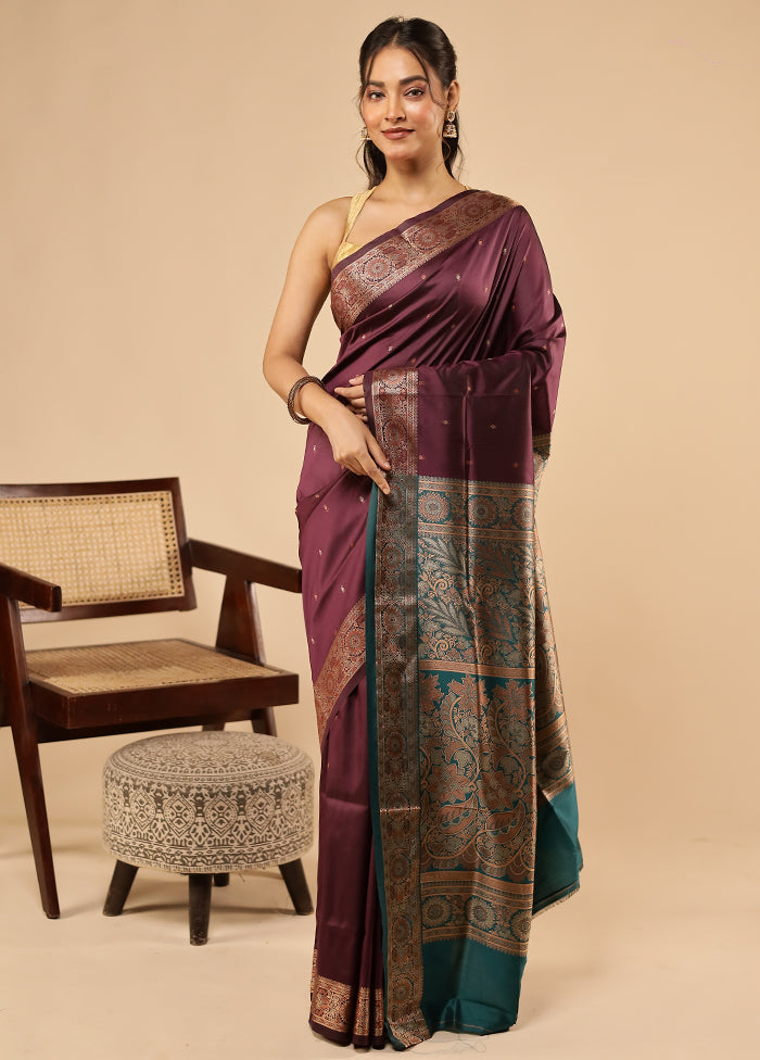 Purple Dupion Silk Saree With Blouse Piece