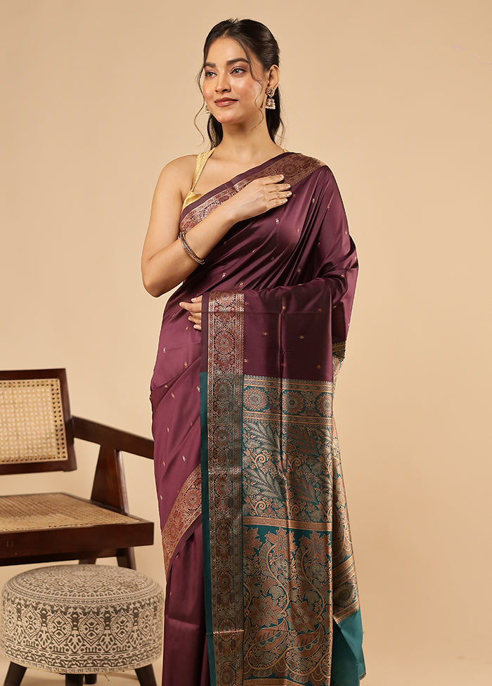 Purple Dupion Silk Saree With Blouse Piece