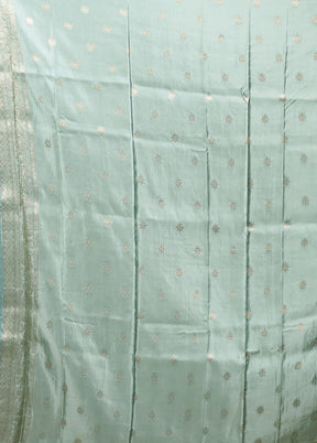 Blue Dupion Silk Saree With Blouse Piece