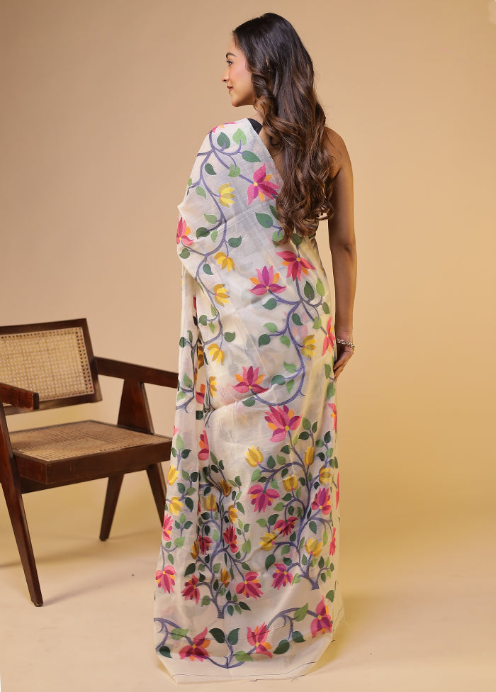 Shiuli Bhor Duo – White Cotton & Purple Dupion Silk Sarees