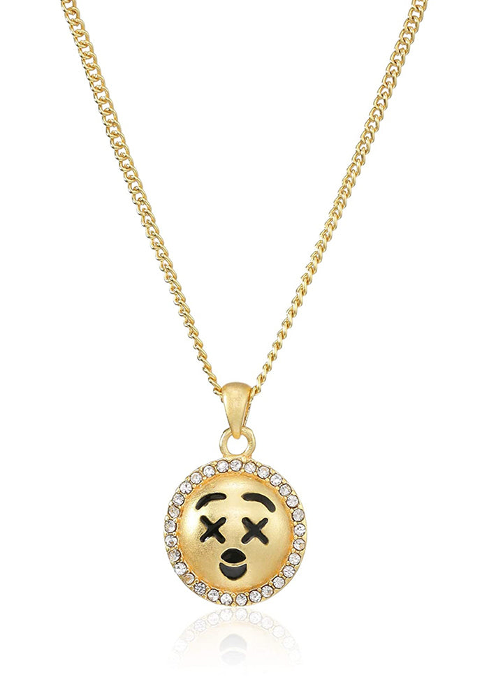 Gold Plated Astonished Emoji Designer Pendent - Indian Silk House Agencies