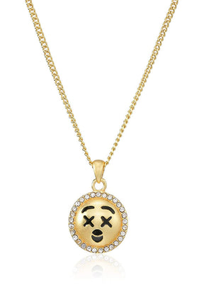 Gold Plated Astonished Emoji Designer Pendent - Indian Silk House Agencies