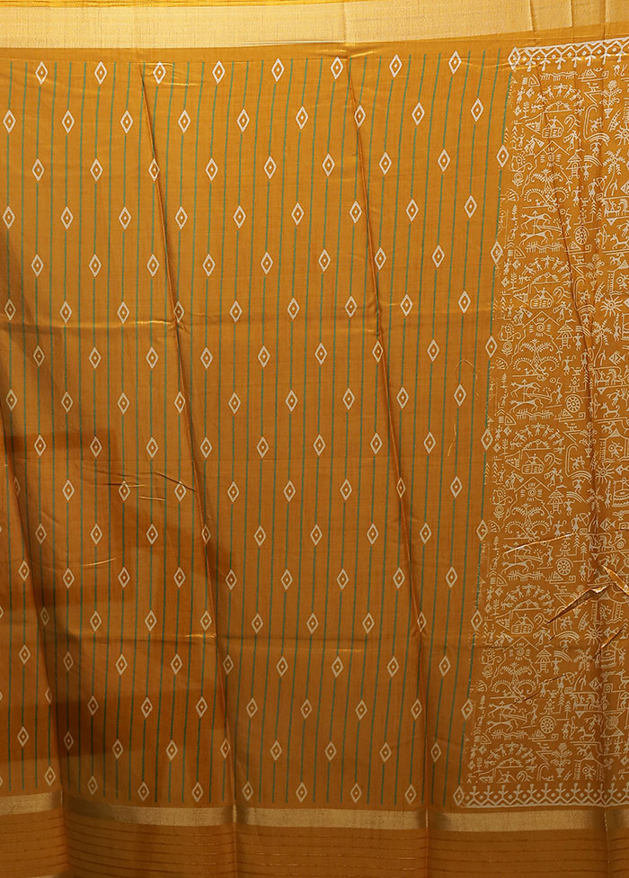 Yellow Chanderi Cotton Saree With Blouse Piece