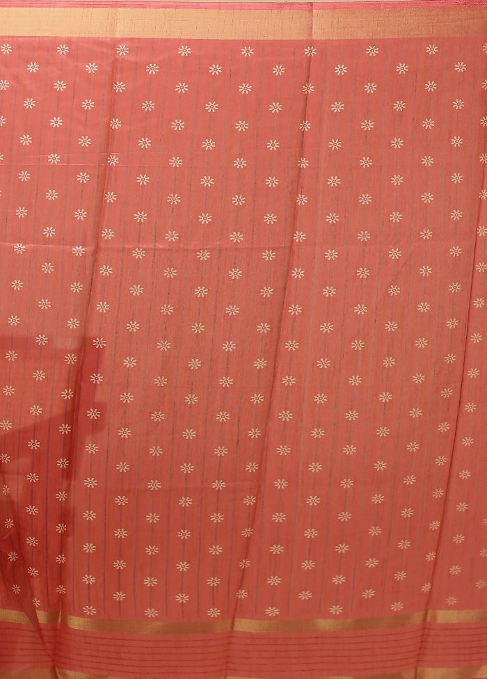 Pink Chanderi Cotton Saree With Blouse Piece