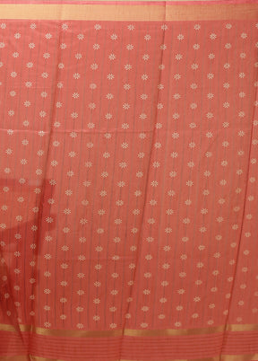 Pink Chanderi Cotton Saree With Blouse Piece