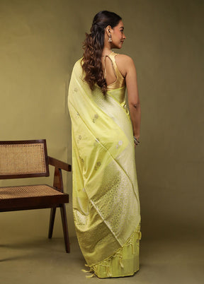 Yellow Dupion Silk Saree With Blouse Piece