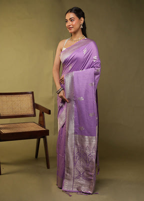 Purple Dupion Silk Saree With Blouse Piece