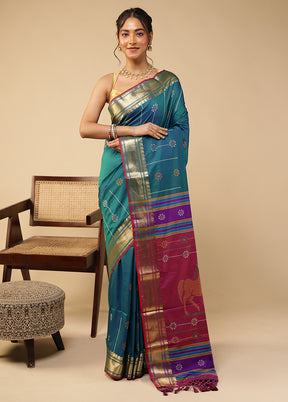 Green Kalakethra Silk Saree With Blouse Piece