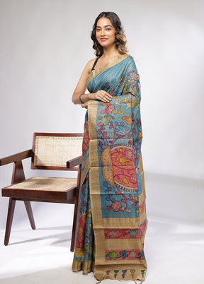 Green Kalakethra Pure Silk Saree With Blouse Piece