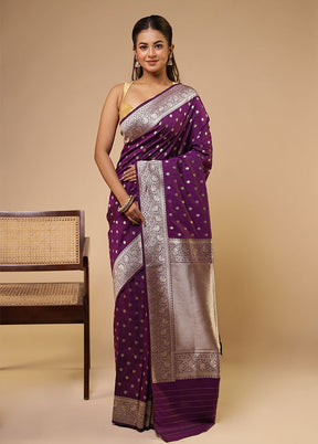 Purple Katan Silk Saree With Blouse Piece
