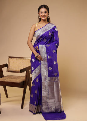 Purple Katan Silk Saree With Blouse Piece
