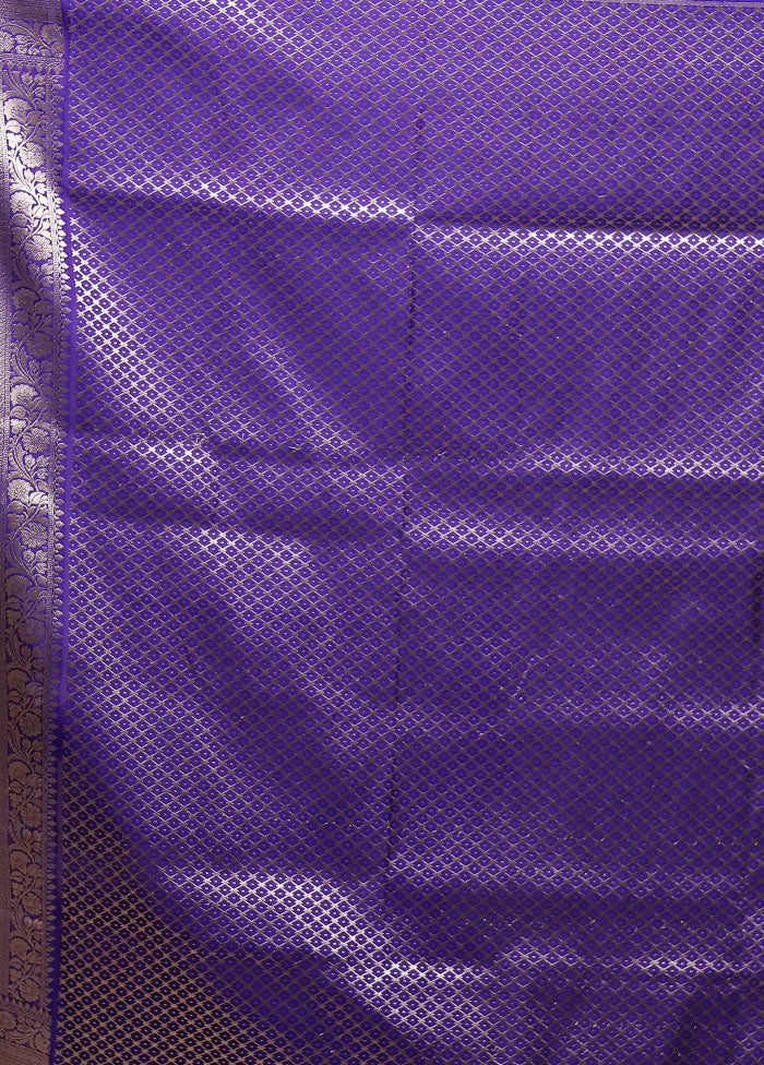 Purple Katan Silk Saree With Blouse Piece