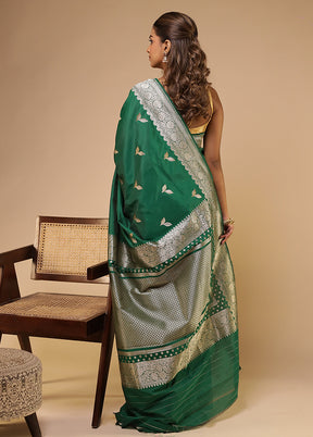 Green Katan Silk Saree With Blouse Piece