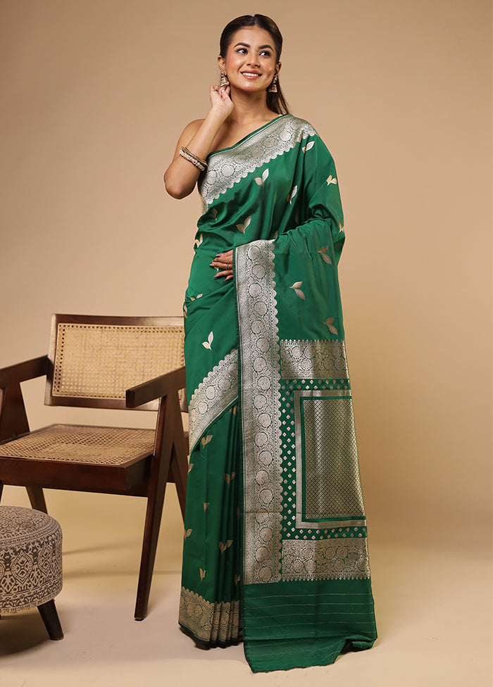 Green Katan Silk Saree With Blouse Piece