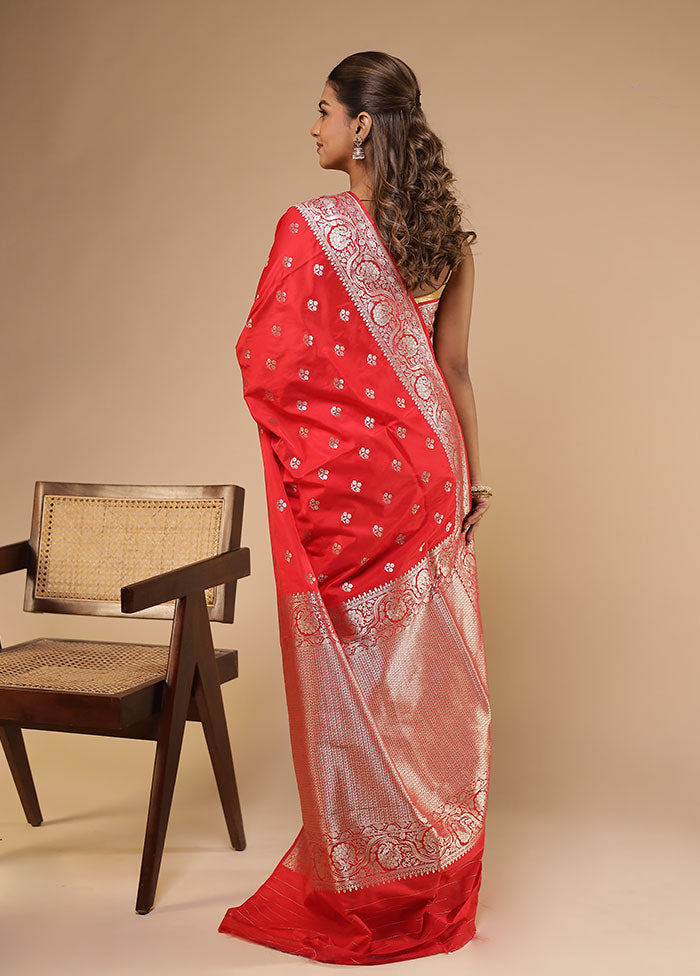 Red Katan Silk Saree With Blouse Piece