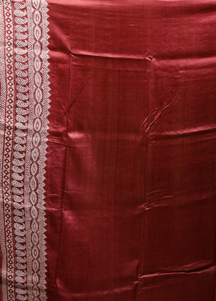Pink Handloom Kantha Stitch Pure Silk Saree With Blouse Piece