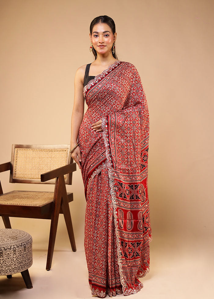 Multicolor Printed Pure Silk Saree With Blouse Piece