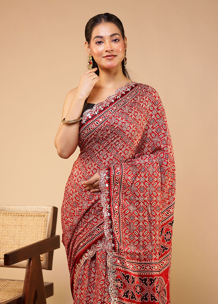 Multicolor Printed Pure Silk Saree With Blouse Piece