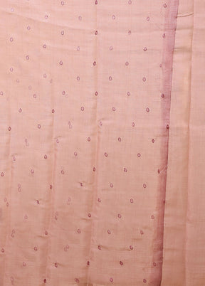 Pink Linen Silk Saree With Blouse Piece