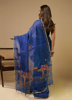 Blue Pure Cotton Saree With Blouse Piece