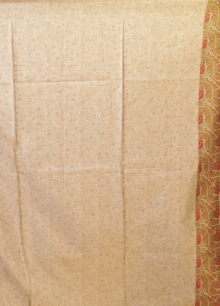 Rust Tussar Silk Saree With Blouse Piece