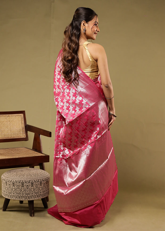Pink Dupion Silk Saree With Blouse Piece