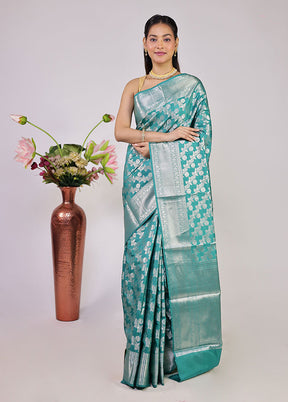 Green Dupion Silk Saree With Blouse Piece