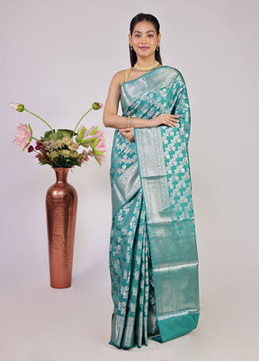 Peacock Haze Duo – Yellow Organza & Green Dupion Silk Sarees