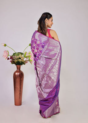Shiuli Bhor Duo – White Cotton & Purple Dupion Silk Sarees