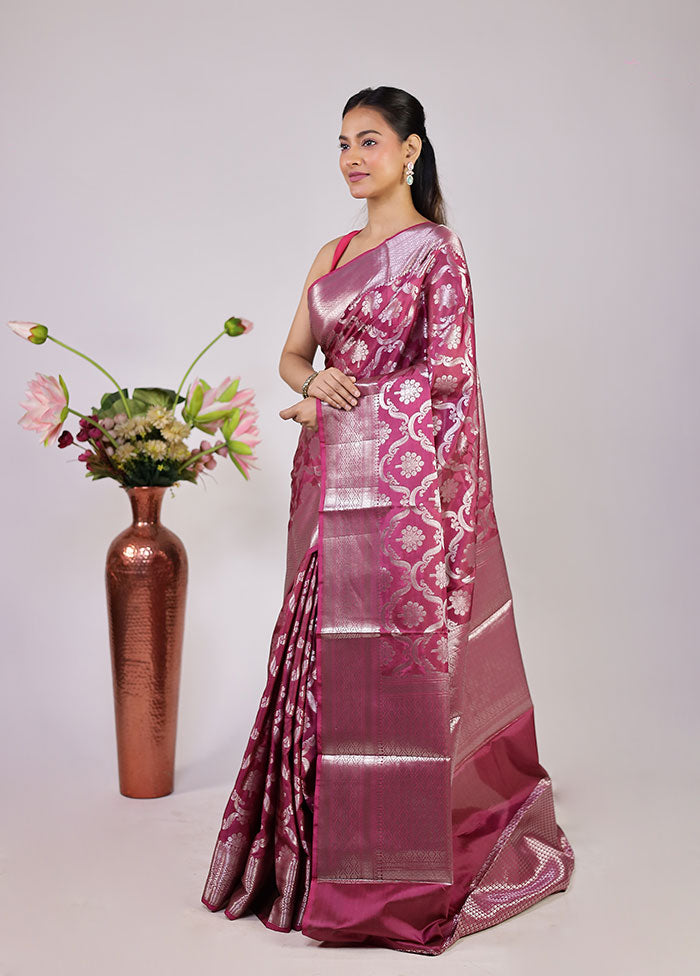 Pink Dupion Silk Saree With Blouse Piece