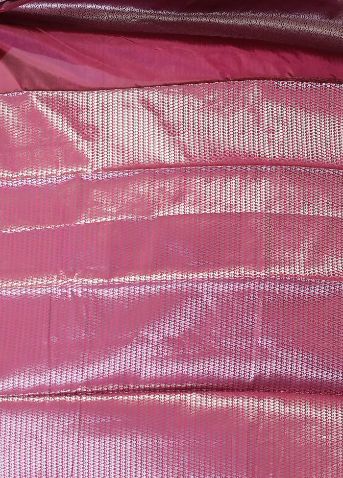 Pink Dupion Silk Saree With Blouse Piece