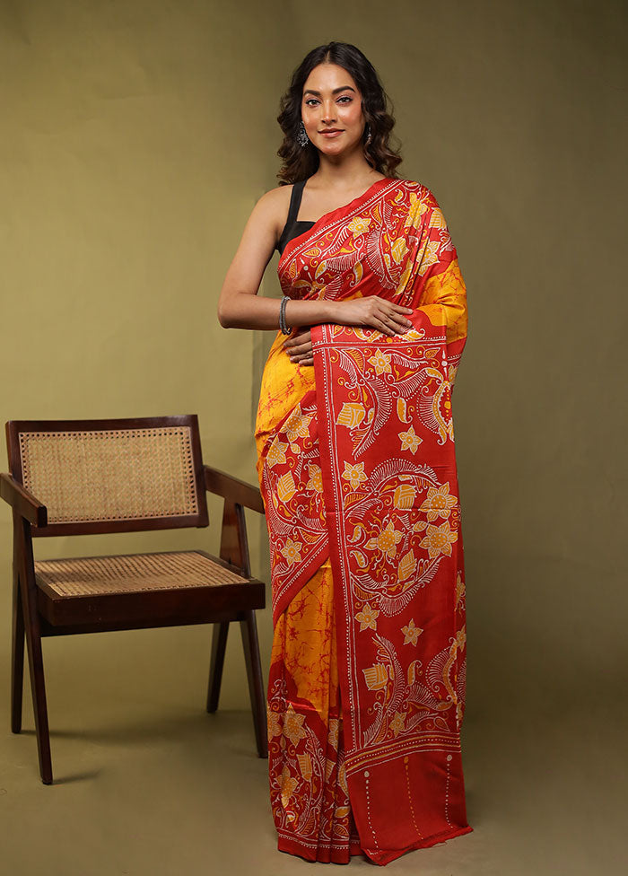 Multicolor Printed Pure Silk Saree Without Blouse Piece